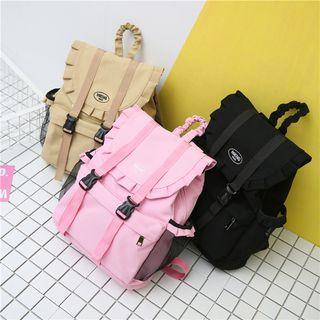 Frill Trim Buckled Canvas Backpack