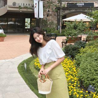 Eyelet Lace-trim Cotton Top