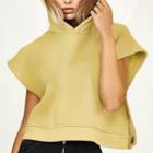 Cap-sleeve Button-side Hoodie