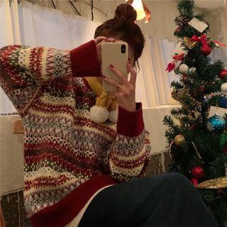 Christmas Sweater Red & Gray & White - One Size