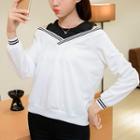 Cutout Long-sleeve Top White - One Size