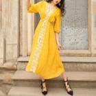 3/4-sleeve Midi A-line Beach Dress