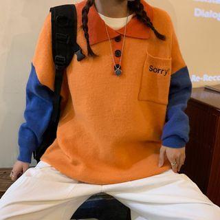 Long-sleeve Color-block Knit Sweater