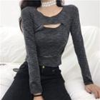 Cut Out Detail Long Sleeve Cropped Top