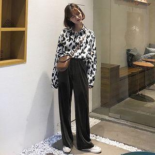 Leopard Print Shirt / Wide-leg Pants