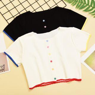 Colour-block Short-sleeved Knit Top