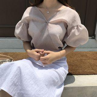 Balloon Short-sleeve Top / Midi Skirt