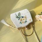 Floral Case Faux Pearl Crossbody Bag