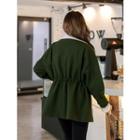 Plus Size Fleece-collar Drawstring-waist Jacket
