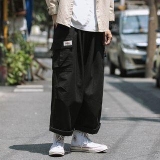 Pocket Detail Cropped Baggy Pants