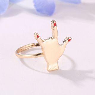 Alloy Hand Gesture Ring 01 - 10180 - Gold - One Size
