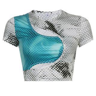 Irregular Panel Cutout Cropped T-shirt