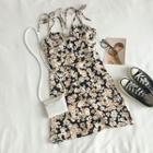 Floral Print Mini Sundress Black - One Size
