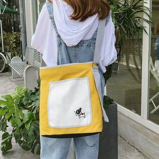 Canvas Color Block Crossbody Bag
