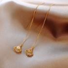 Shell Alloy Dangle Earring 1 Pair - Through Earrings - Silver - Geometry - Fan - Cat Eye Stone - Gold - One Size