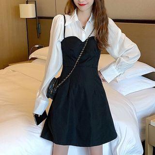 Spaghetti Strap Plain Mini Dress / Shirt