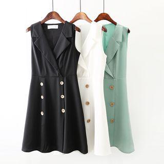 Sleeveless Double-breasted A-line Coat Dress