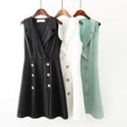 Sleeveless Double-breasted A-line Coat Dress