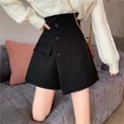 High-waist Plain Asymmetric Fleece Lined A-line Mini Skirt