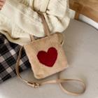 Heart Print Fluffy Crossbody Bag