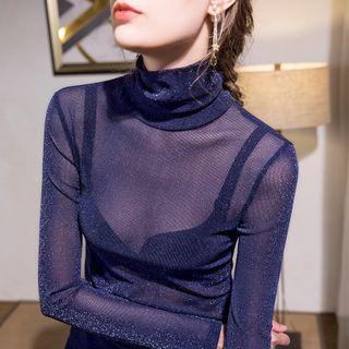 Turtleneck Sheer Top
