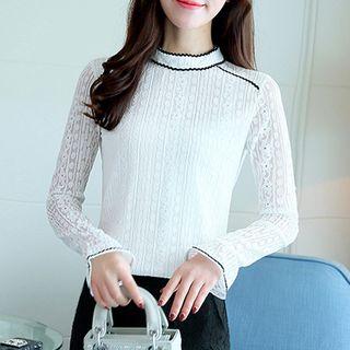 Contrast Trim Lace Top