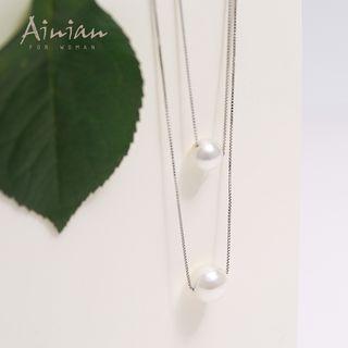 925 Sterling Silver Freshwater Pearl Layered Necklace
