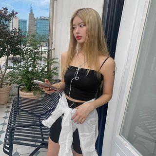 Plain Double-strap Crop Top