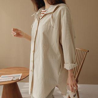 Hooded Dip-back Longline Shirt