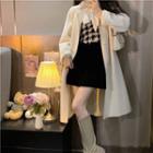 Long Sleeve Tie-neck Shirt / Tweed Vest / Long-sleeve Plain Woolen Coat
