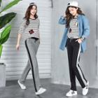 Two-tone Straight-cut Sweatpants