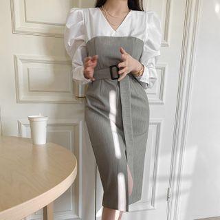 Belted 2-in-1 Sheath Dress