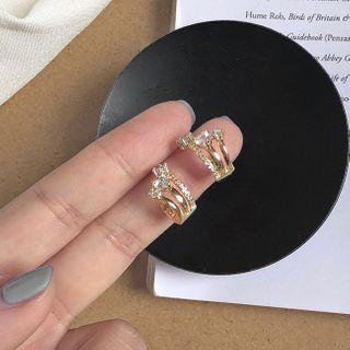 Layered Alloy Earring 1 Pair - Gold - One Size