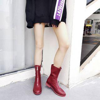 Faux Leather Zip Short Boots