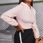 Plain Lace-up Back Crop Hoodie