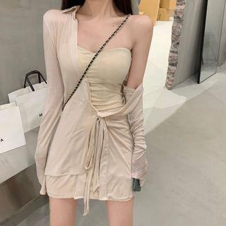 Plain Long-sleeve Shirt / Tube Dress