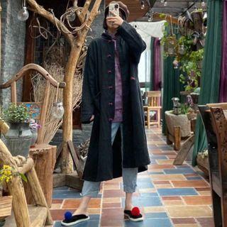 Linen Trench Coat Black - One Size