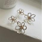 Rhinestone Alloy Flower Earring 1 Pair - Silver - One Size