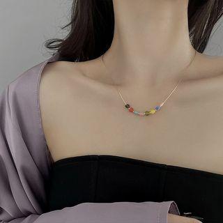 Bead Necklace Xl1544 - Colorful Beads - Gold - One Size