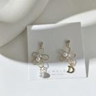 Faux Pearl Flower Drop Earring 1 Pair - 925 Silver Earrings - As Shown In Figure - One Size