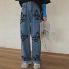 Butterfly Printed Straight Fit Jeans