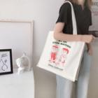 Cartoon Print Canvas Tote Bag Print - White - One Size
