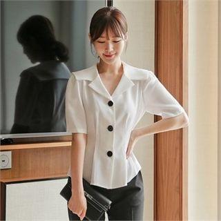 Puff-sleeve Pintuck-waist Blouse
