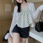 Dotted Pleated Tube Top / Plain Cardigan
