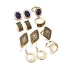 Set: Retro Rhinestone Earring / Ring (various Designs) As Shown In Figure - One Size