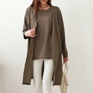 Inset T-shirt Longline Cardigan