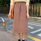 Sheer Hem A-line Midi Skirt