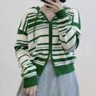 Hooded Striped Zip-up Cardigan