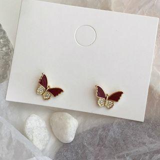 Rhinestone Butterfly Earring 1 Pair - One Size