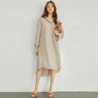 Pleated-back Shirtdress